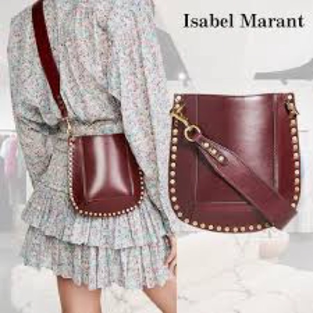 Isabel Marant Burgundy Crossbody Bag with Gold Accents - Picture 2 of 4